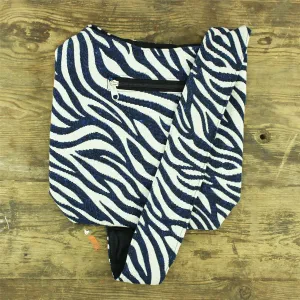 Cotton Canvas Sling Shoulder Bag - Zebra Blue