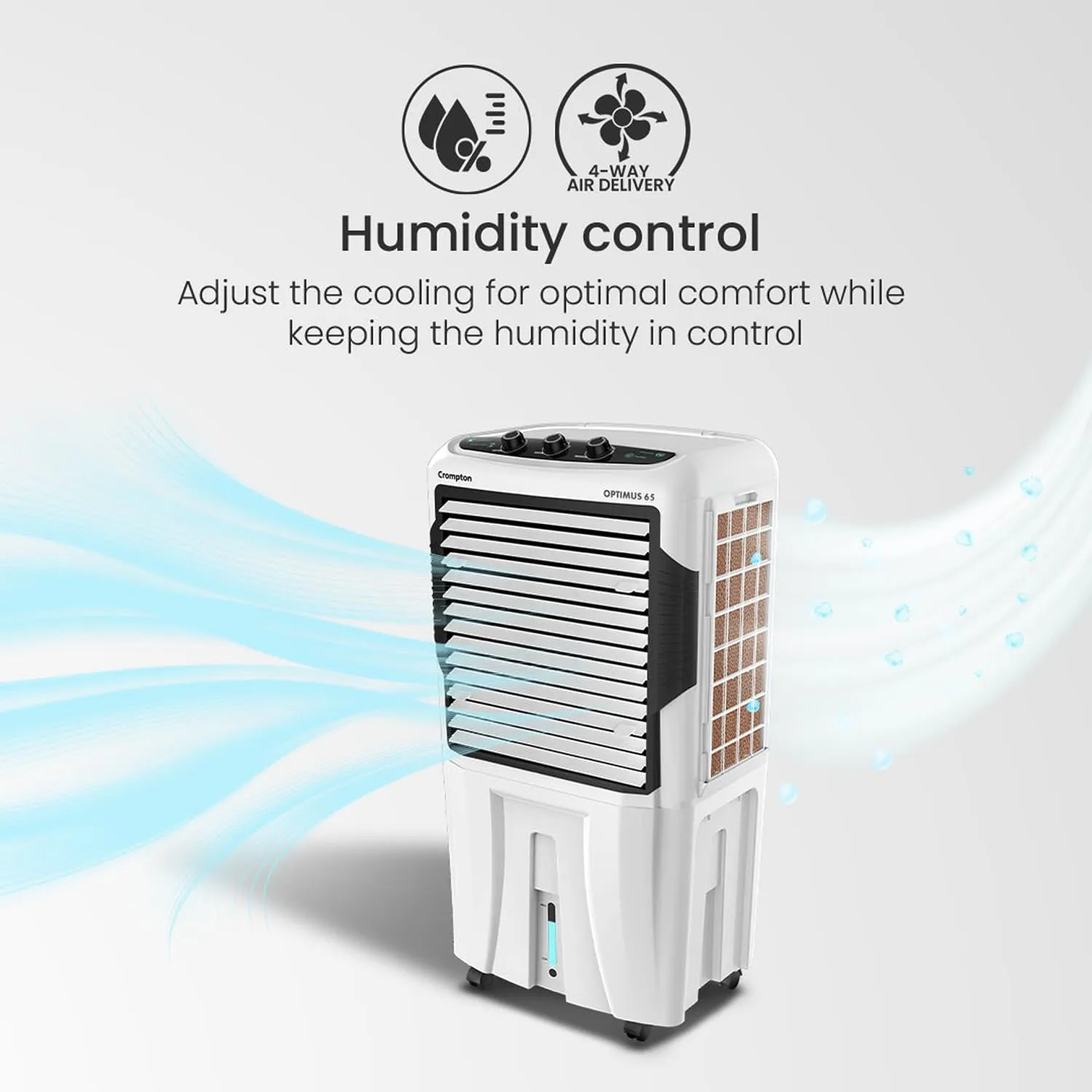 Crompton Optimus 100 Litres Desert Air Cooler for home | Large & Easy Clean Ice Chamber | High Density Honeycomb Pads | Auto-Fill & Drain | Everlast Pump | Humidity Control