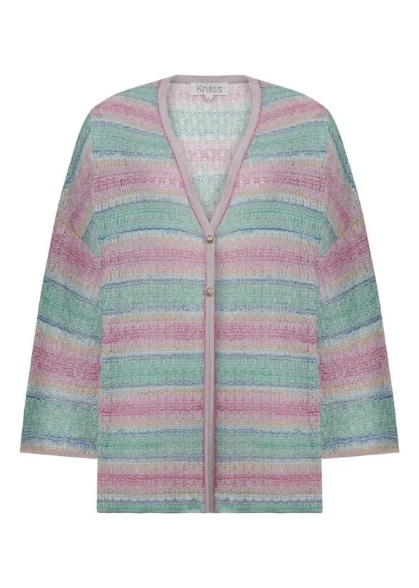 DEGRADE STRIPE EXOTIC KNIT CARDIGAN