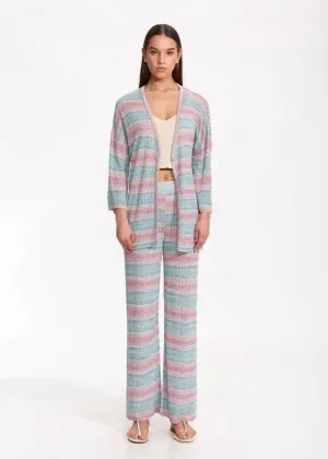 DEGRADE STRIPE EXOTIC KNIT CARDIGAN