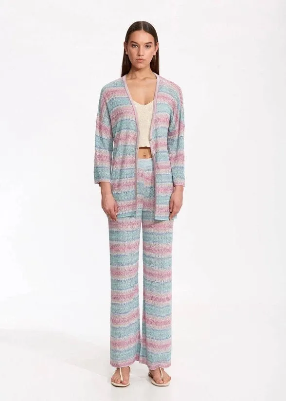 DEGRADE STRIPE EXOTIC KNIT CARDIGAN