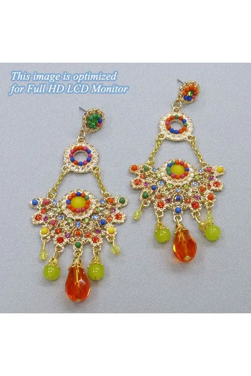 Golden Oasis: Exotic Orient Seed Bead Dangle Earrings