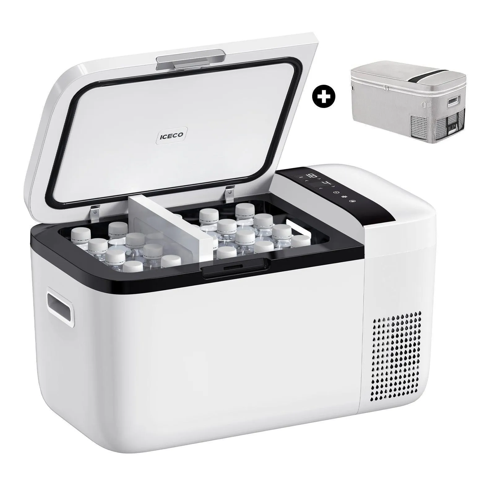 ICECO GO20 21QT Dual Zone 12V Portable Freezer (White)