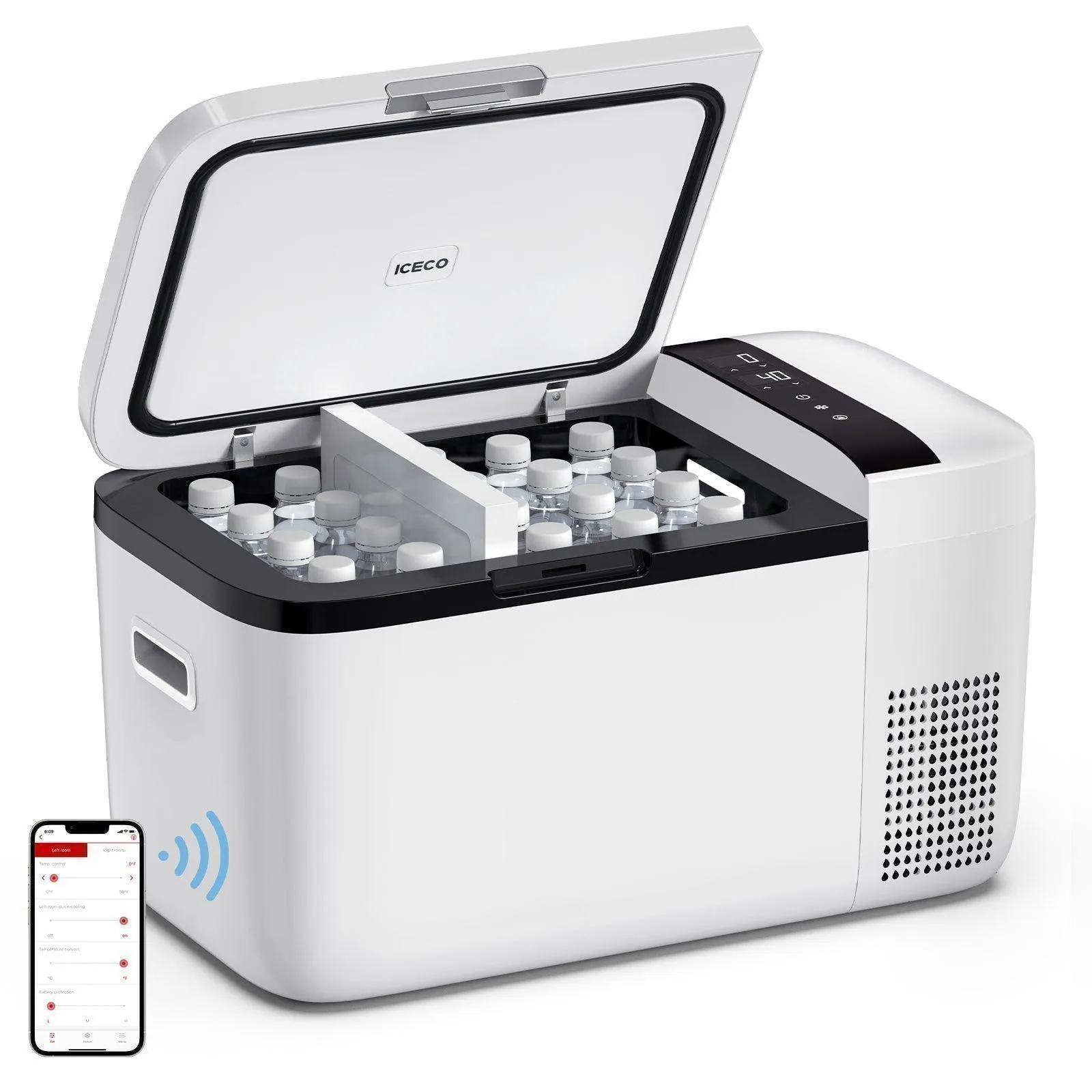 ICECO GO20 21QT Dual Zone 12V Portable Freezer (White)
