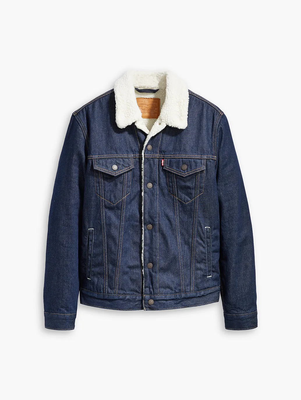 Men's Solid Dark Blue Shearling Jacket
