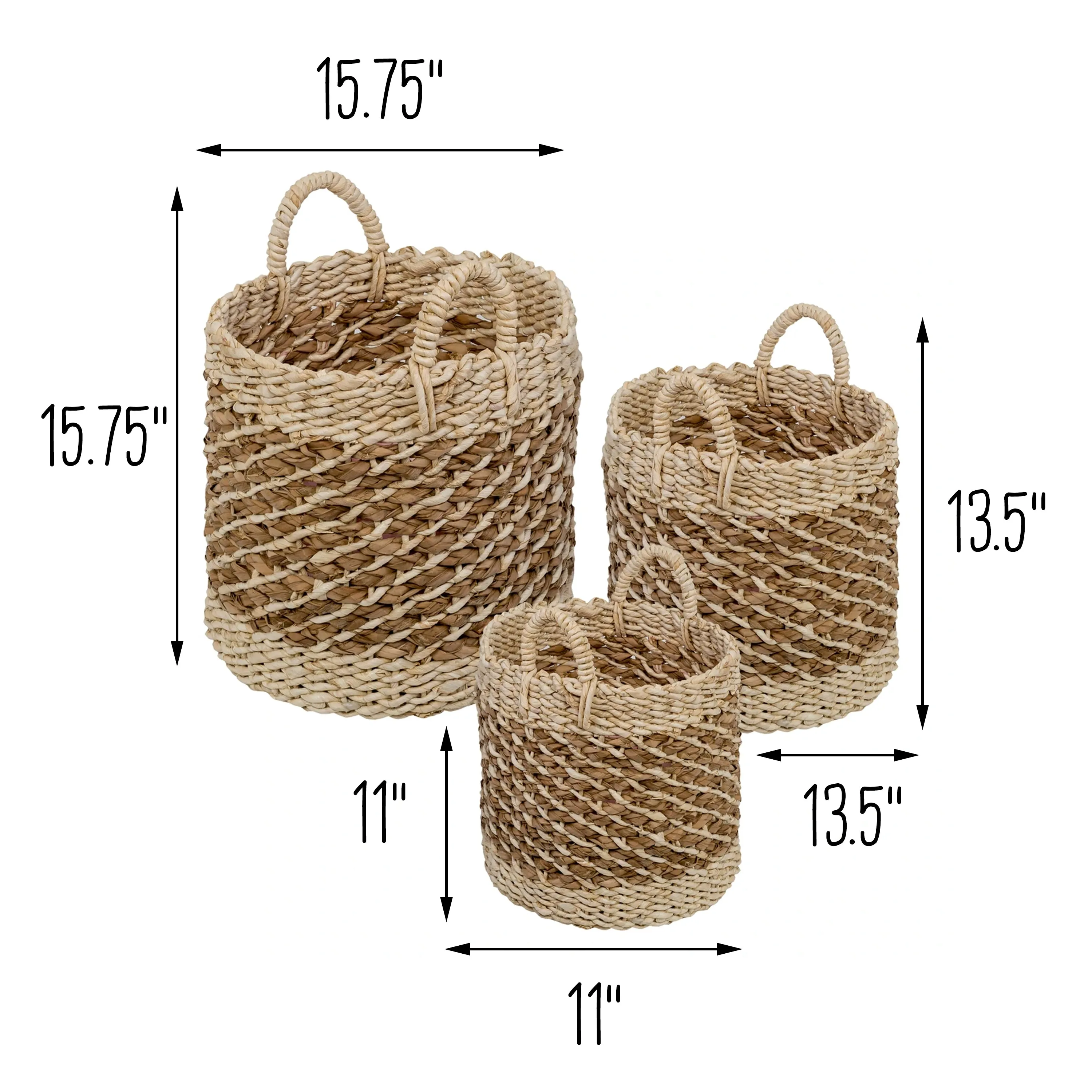 Natural Seagrass Woven Nesting Baskets (Set of 3)