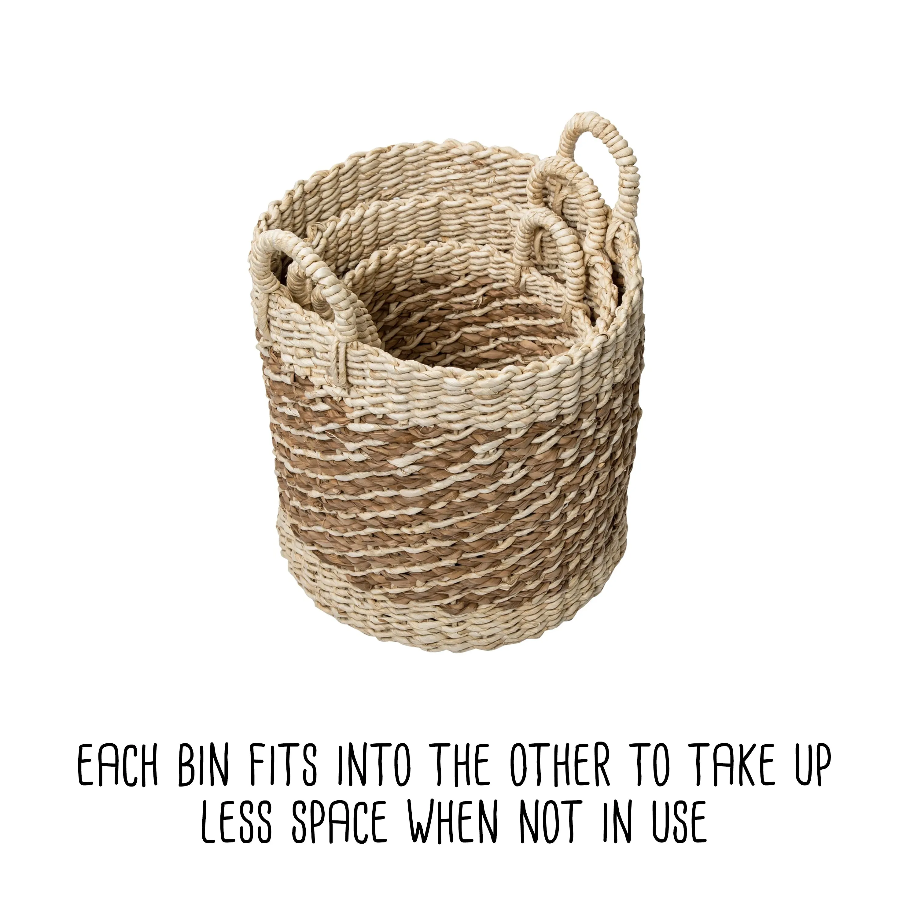 Natural Seagrass Woven Nesting Baskets (Set of 3)