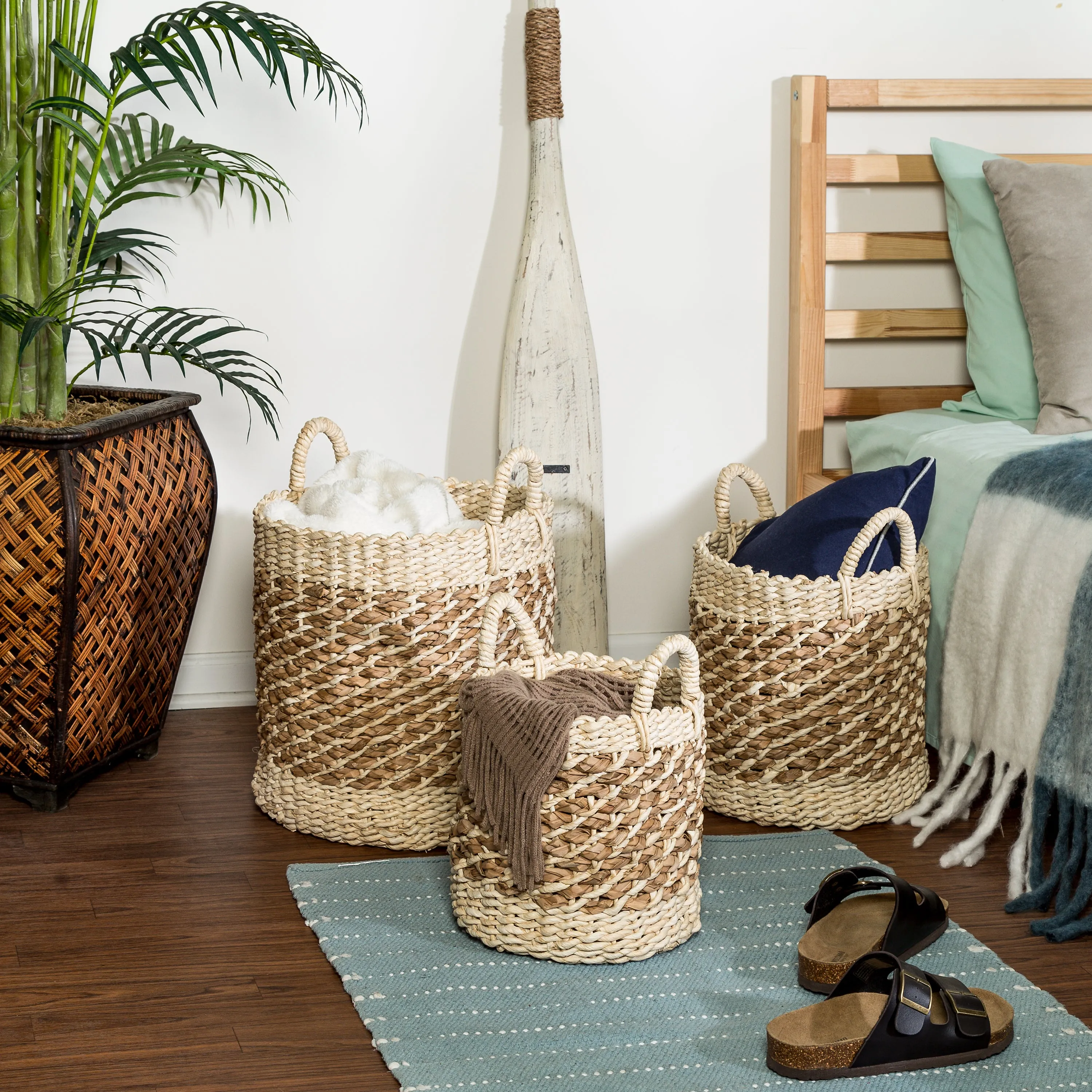 Natural Seagrass Woven Nesting Baskets (Set of 3)