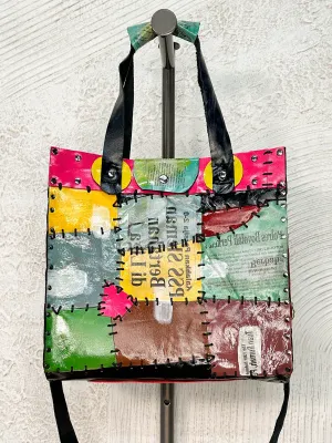 Patchwork Tote with Removable Strap, Multi