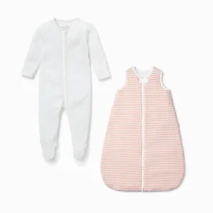 Pink Stripe Front Opening Bedtime Set 1.5 TOG