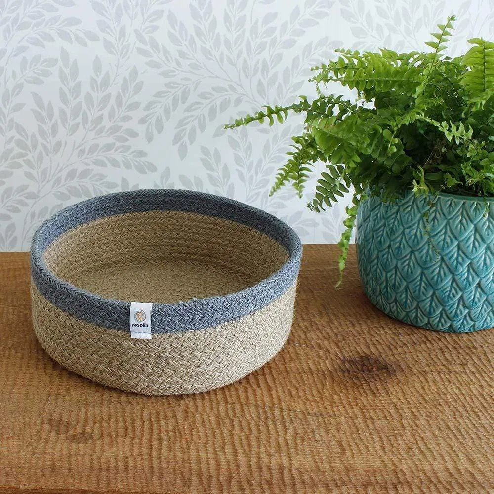 Respiin Shallow Jute Basket - Medium Natural/Grey
