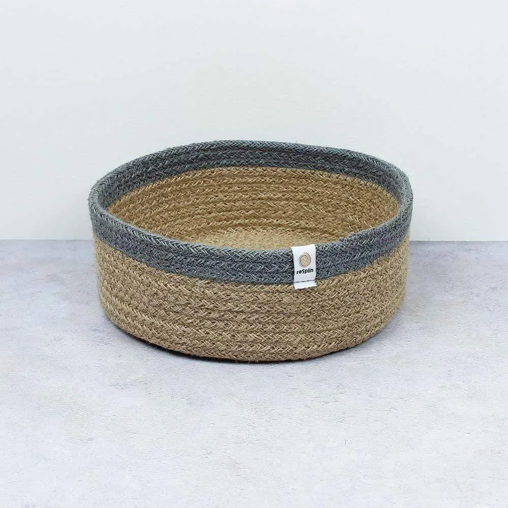 Respiin Shallow Jute Basket - Medium Natural/Grey