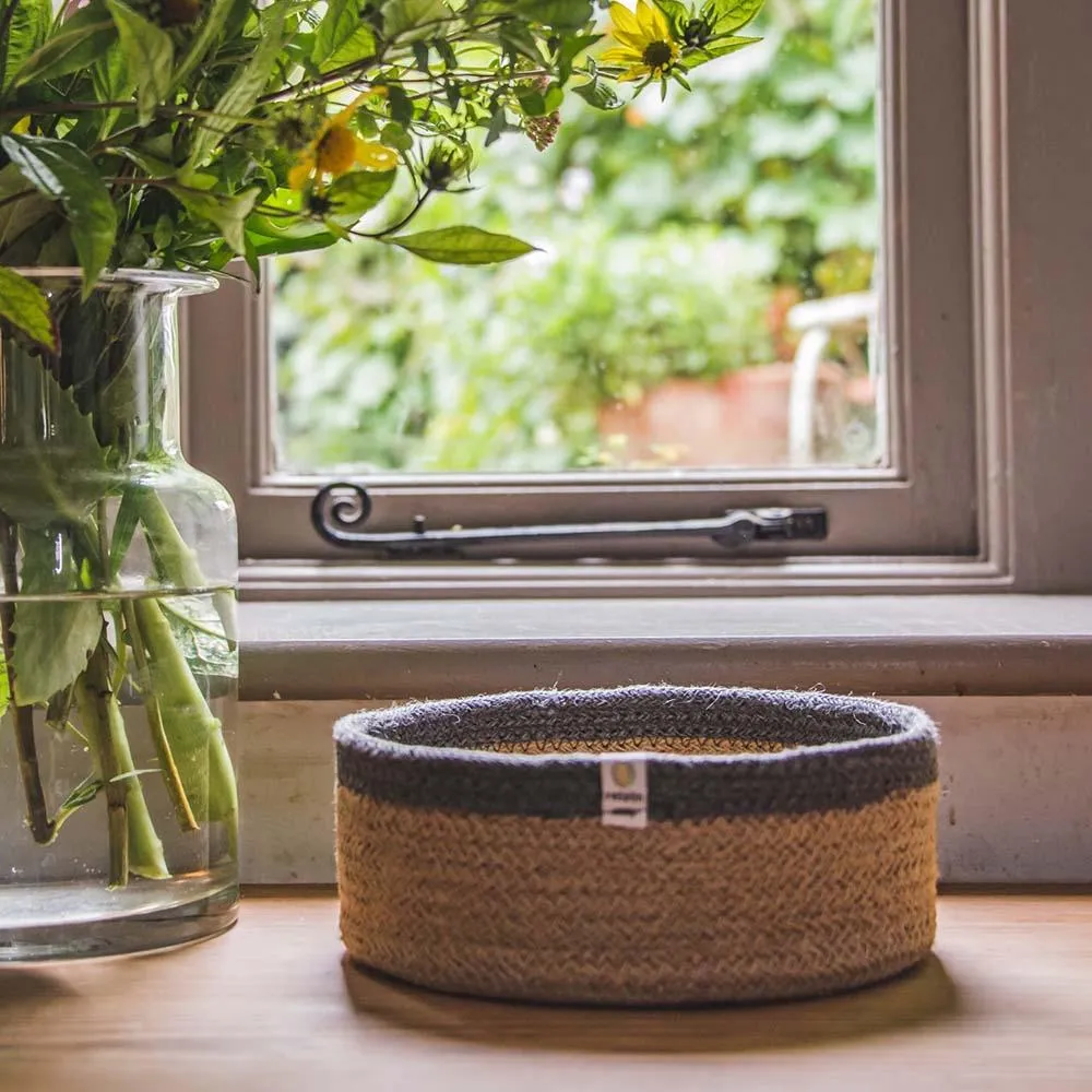 Respiin Shallow Jute Basket - Medium Natural/Grey