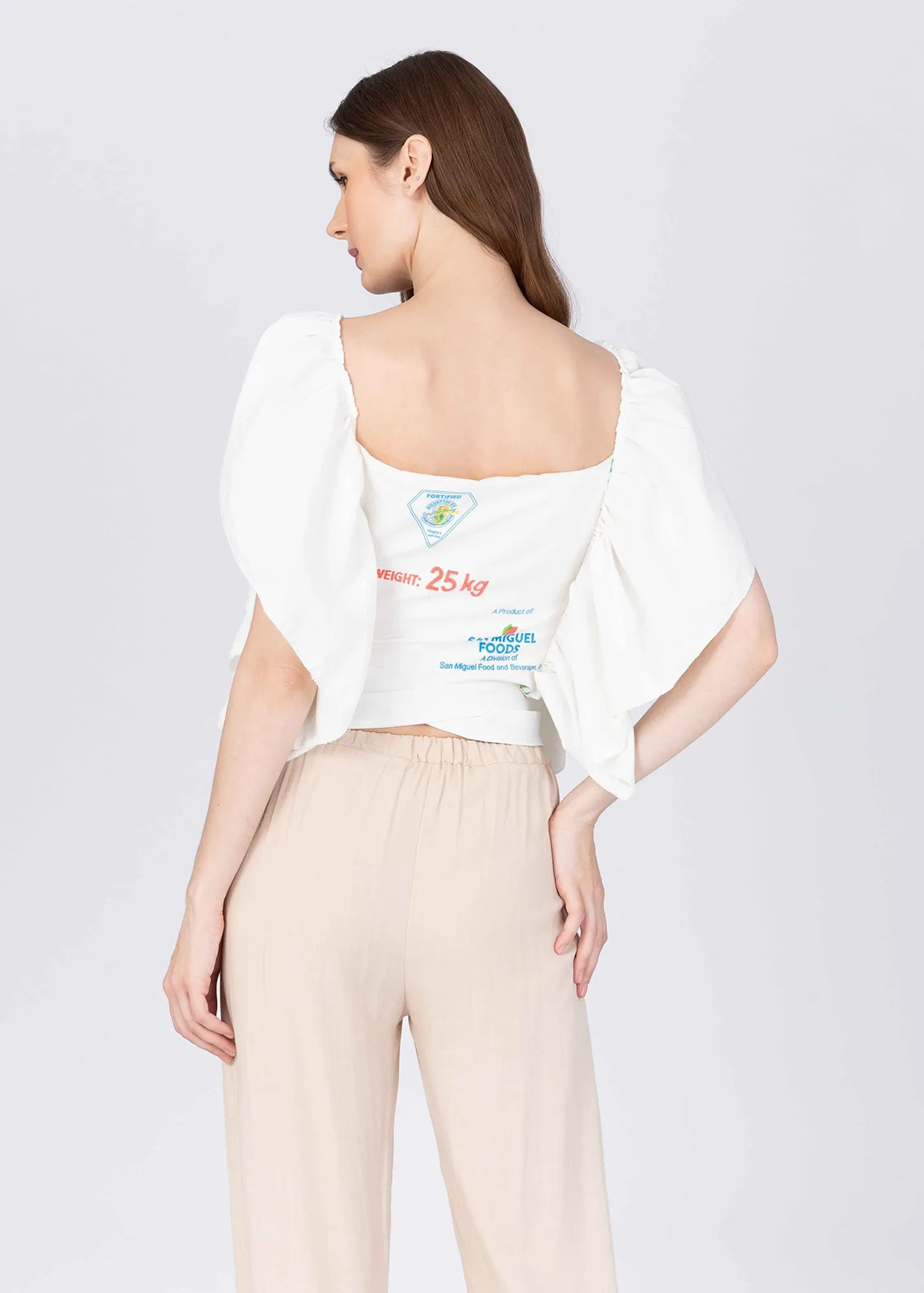 Reversible Butterfly Sleeve Tie Wrap Blouse