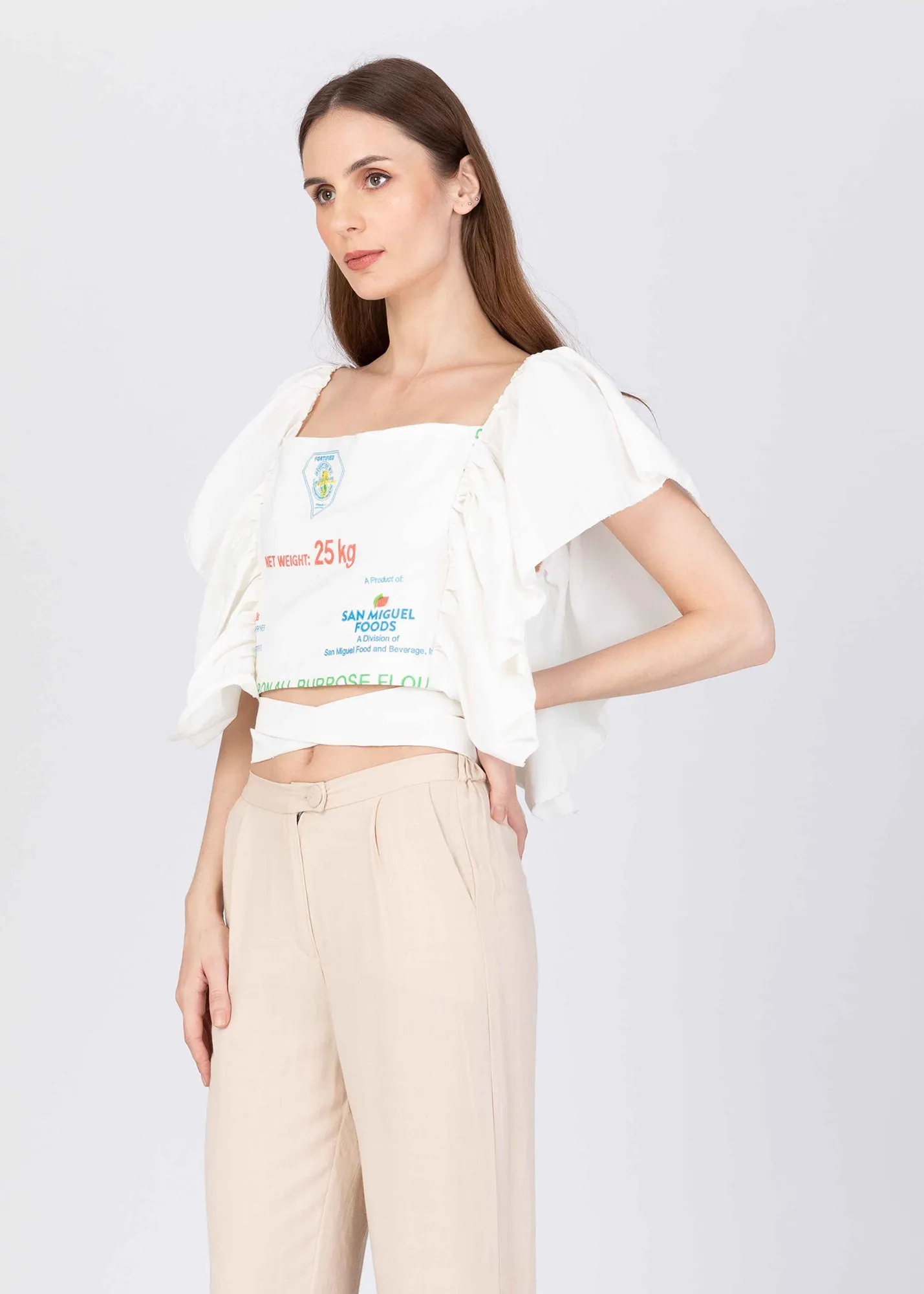 Reversible Butterfly Sleeve Tie Wrap Blouse