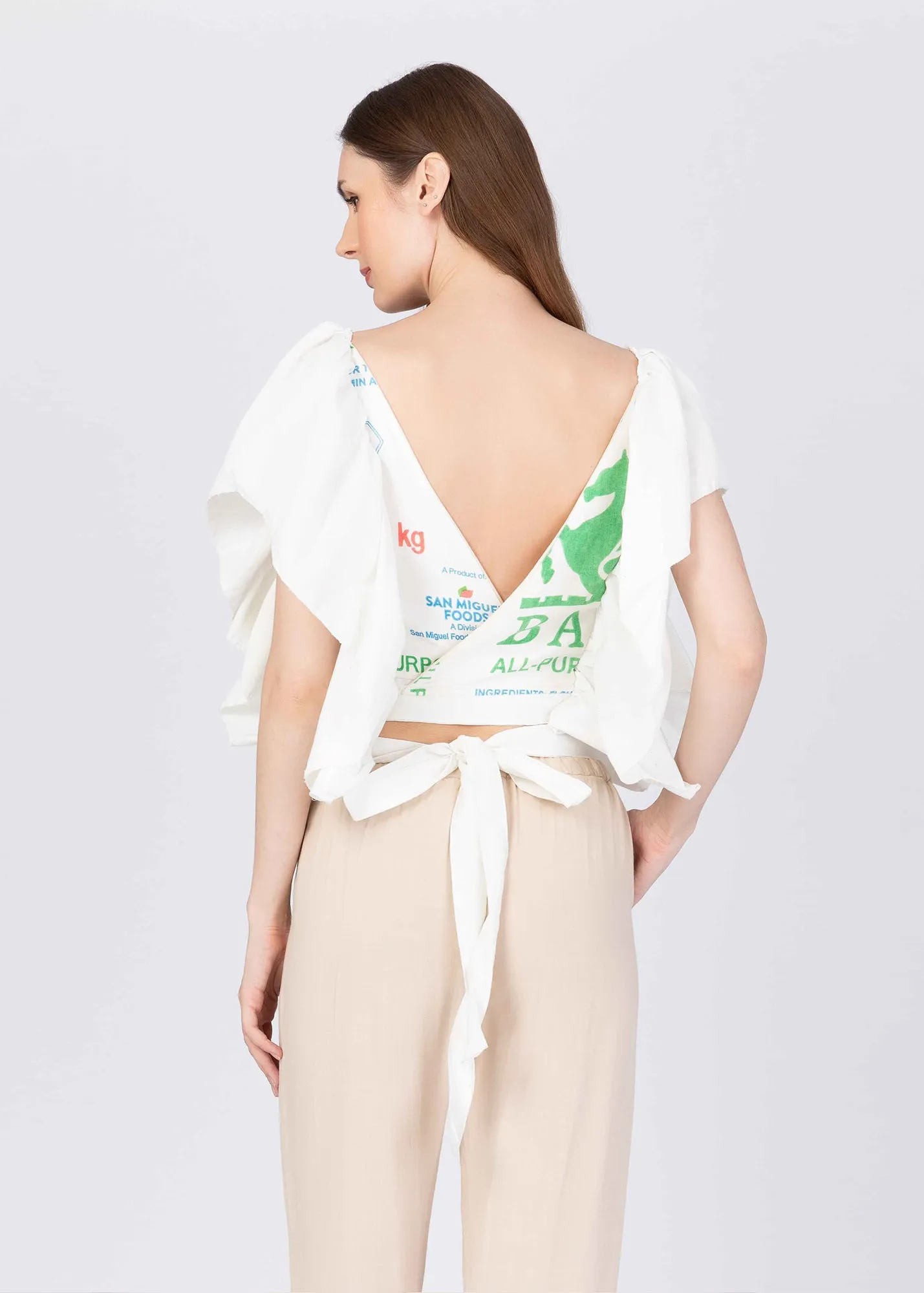 Reversible Butterfly Sleeve Tie Wrap Blouse