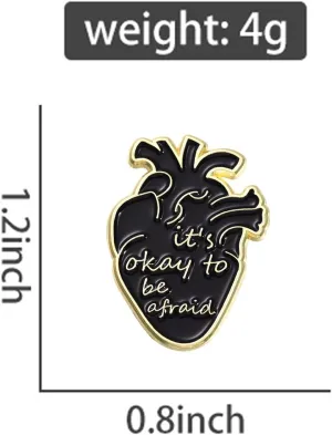 ROFARSO Black Anatomical Heart Enamel Lapel Pin Set Cartoon Anatomical Heart Pin, Accessory for Backpacks Clothing Bags Hats Shirts
