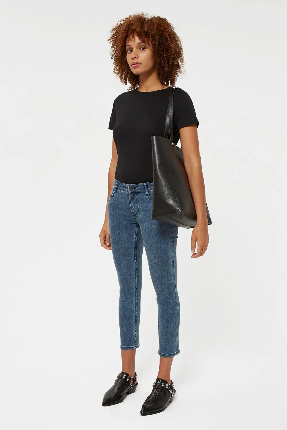 Stella North South Leather Tote (Black)