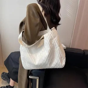 Vintage Vibes Oversized Corduroy Crossbody Tote Bags
