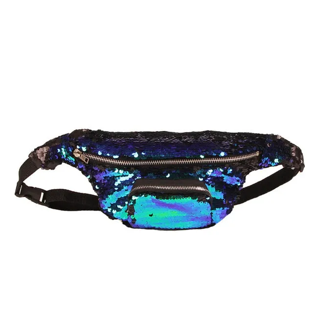 waist bag Women men Unisex Casual Double Color shiny Sequins Unisex Waist fanny pack belt bag men