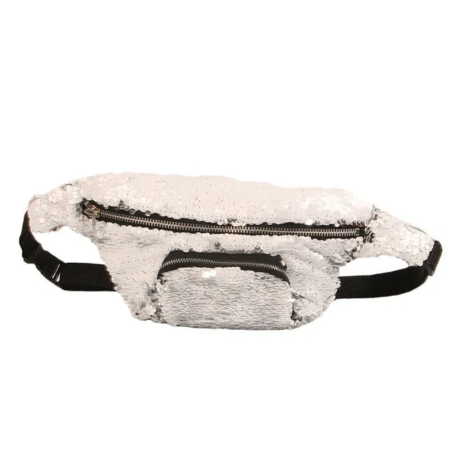 waist bag Women men Unisex Casual Double Color shiny Sequins Unisex Waist fanny pack belt bag men