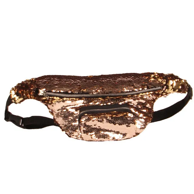 waist bag Women men Unisex Casual Double Color shiny Sequins Unisex Waist fanny pack belt bag men