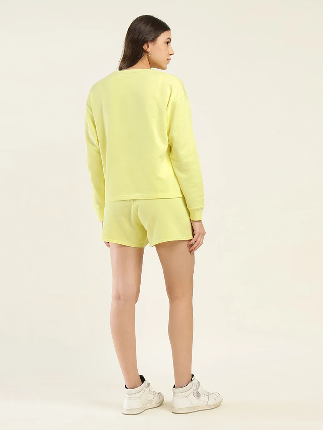 Women's Brand Logo Yellow Crew Neck Co-ord Set