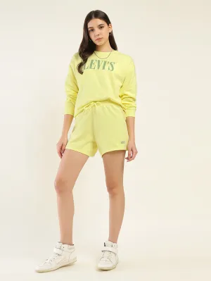 Women's Brand Logo Yellow Crew Neck Co-ord Set