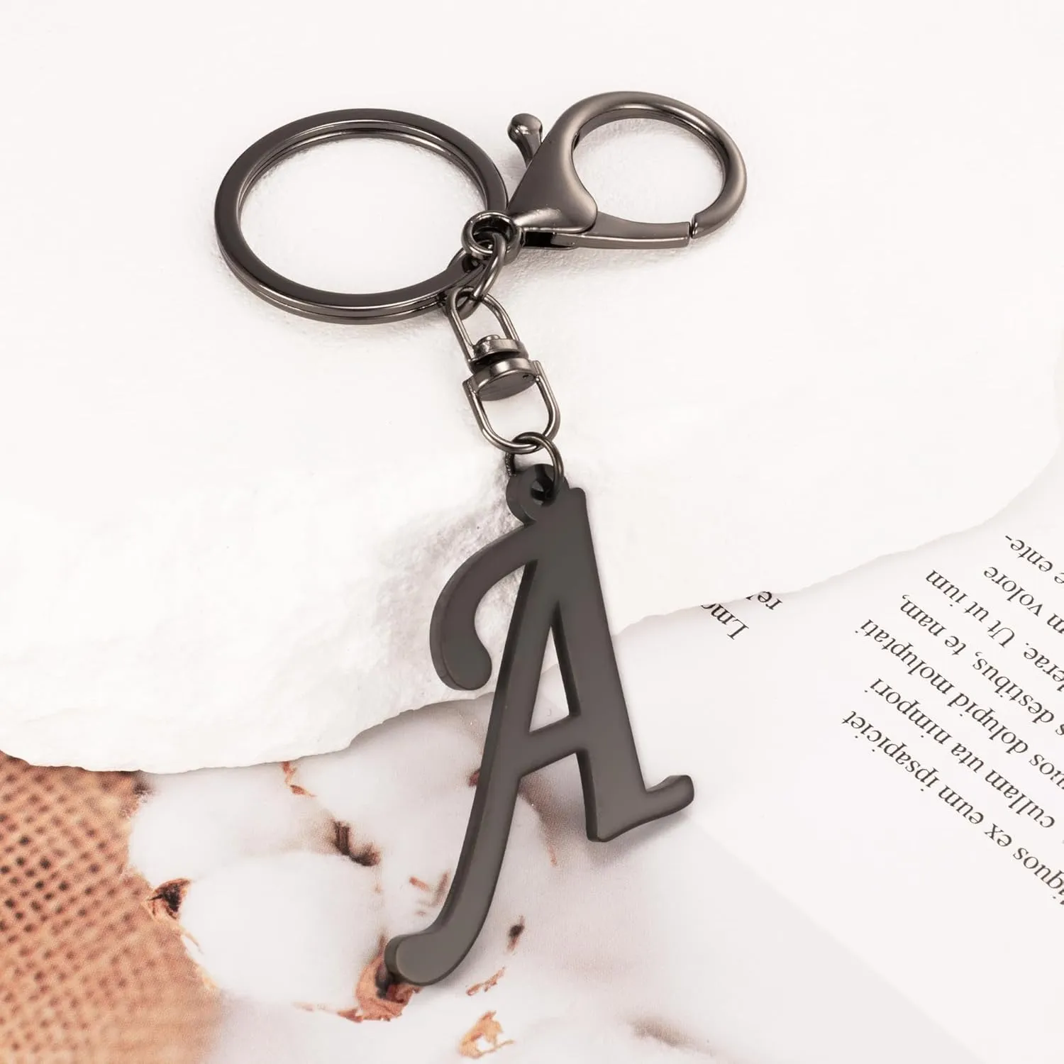 XGALBLA Cute Gold/Silver/Black Letter A-Z Keychain for Women Bag Charms for Handbags Stainless Steel Initial Letter Keychain