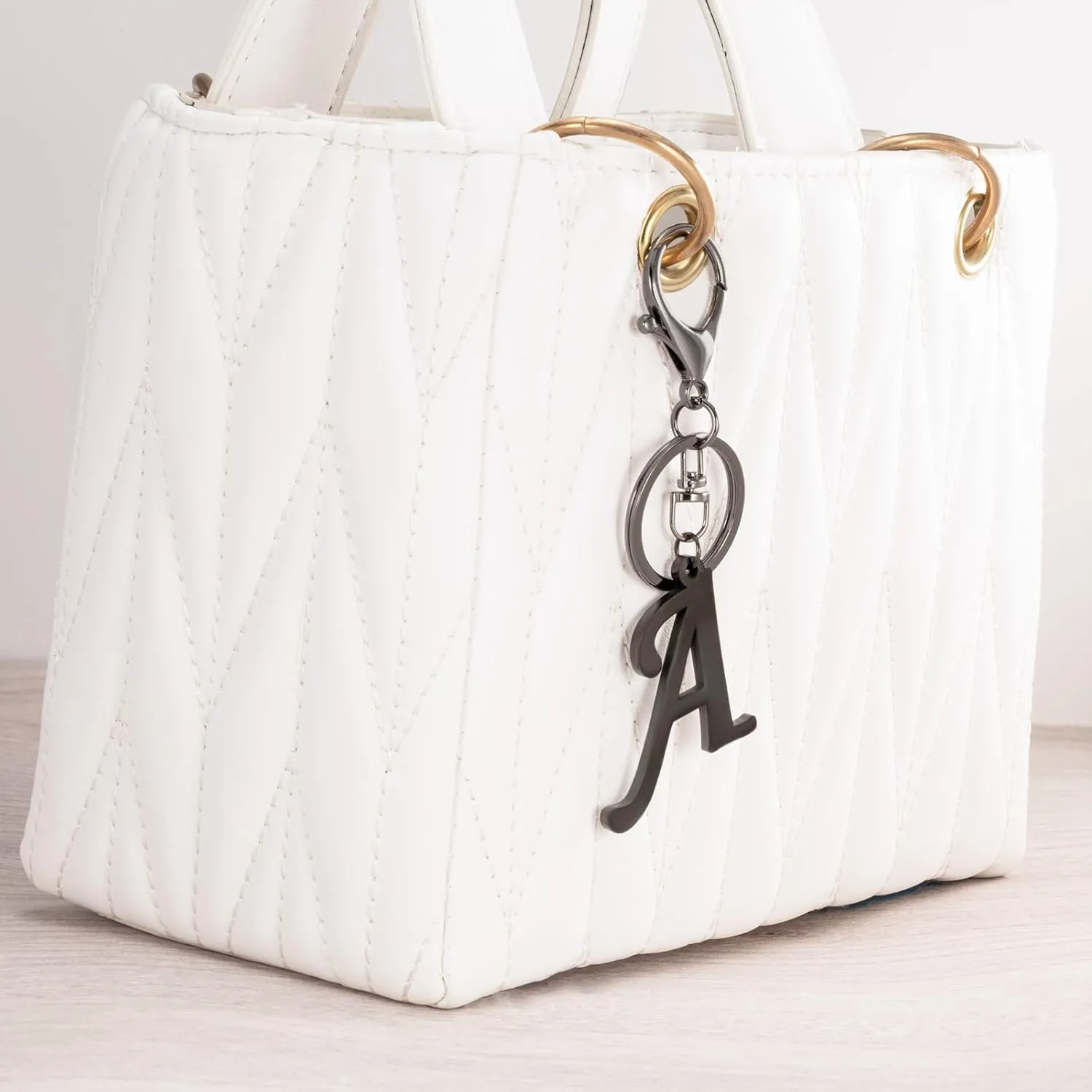 XGALBLA Cute Gold/Silver/Black Letter A-Z Keychain for Women Bag Charms for Handbags Stainless Steel Initial Letter Keychain